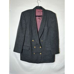 Pietrafesa Vintage Women's Dark Gray Camel Hair Double Breasted Blazer Size 16R